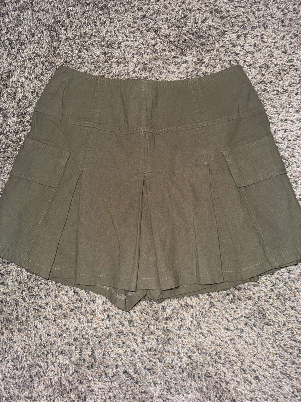 Olive Green Pleated Cargo Skort